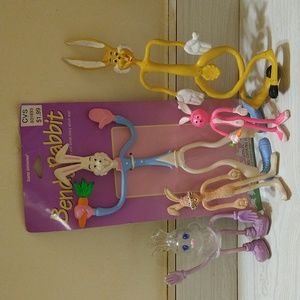 Lot of 5 Easter Rabbit Bendies